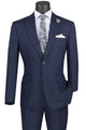Cheap Priced Suit- Mens 2 Button Modern Fit Peak Lapel Plaid Navy Suit