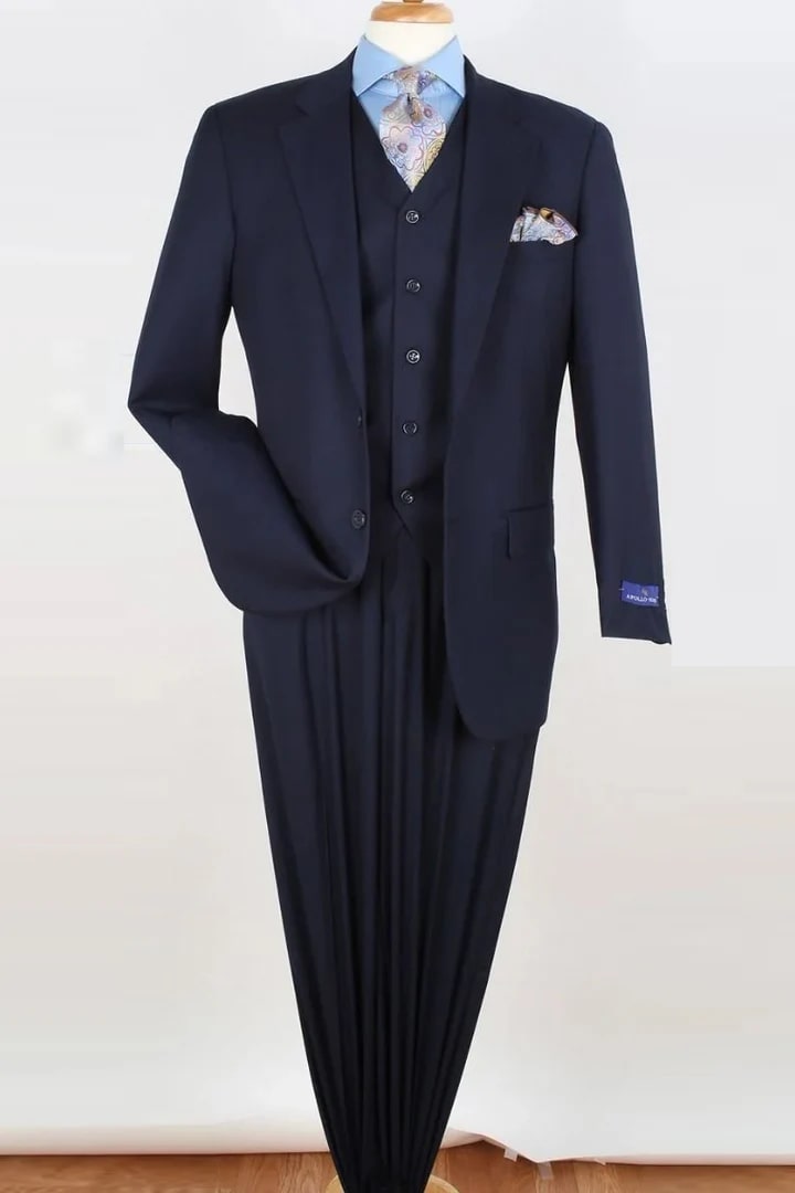 Cheap Priced Suit - Mens Classic Fit 2 Button Vested Navy Suit