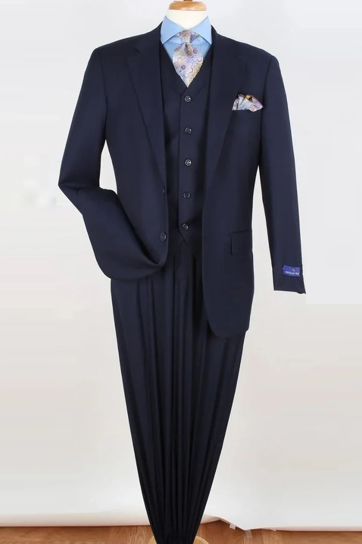 Cheap Suit - Mens Classic Fit 2 Button Vested Navy Suit