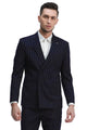 Cheap Priced Suit - Men's Slim Fit Double Breasted Bold Gangster Pinstripe Navy Suit