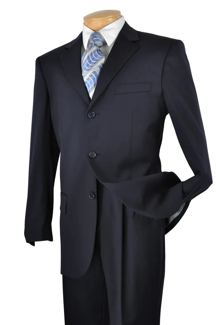 Cheap Suit - Mens Classic 3 Button Regular Fit Navy Suit