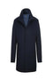 Navy Slim Fit Wool Blend Short Coat with Detachable Full Zipper