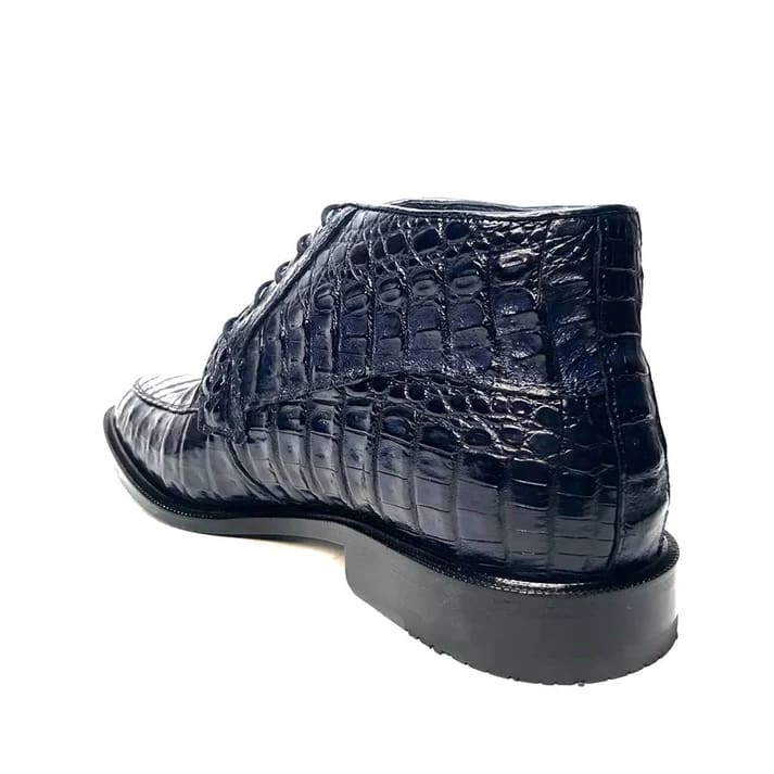 Los Altos Navy All over Crocodile Lace-Up Dress Ankle Boots - 8