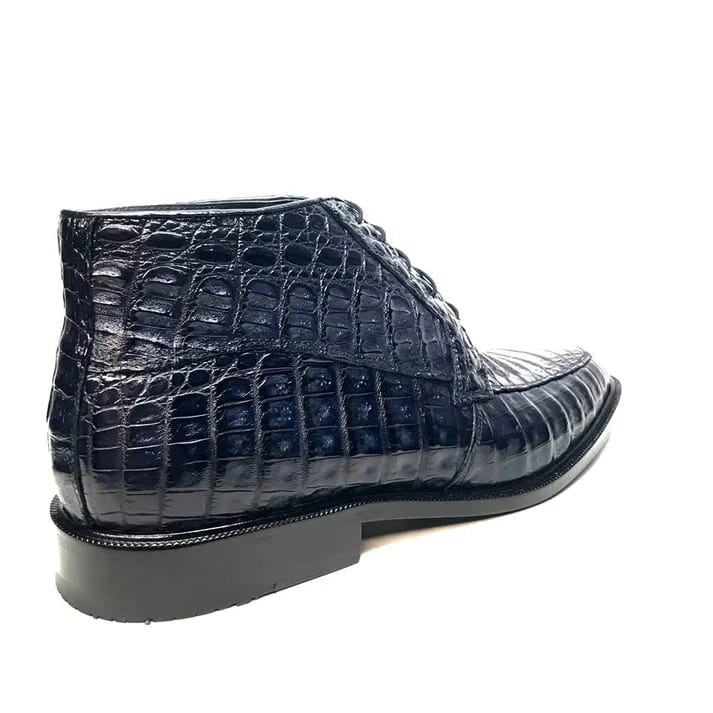 Los Altos Navy All over Crocodile Lace-Up Dress Ankle Boots - 8