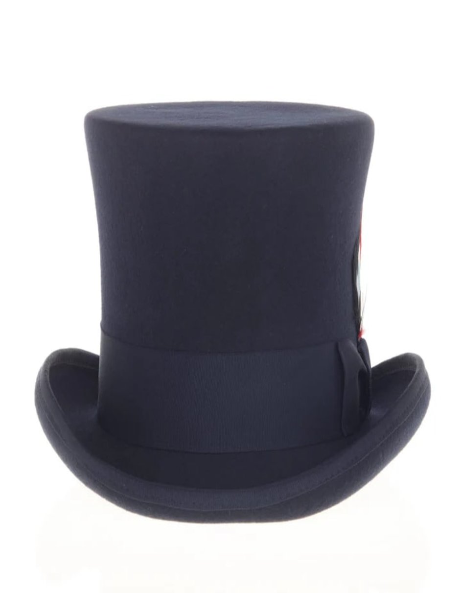 Victorian Steampunk Top Hat - 1800 19th Century - Dressy Loden Felt Top Navy Hat - S