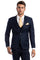 Cheap Priced Suit  - Men's Two Button Slim Fit Vested Solid Basic Color Navy Blue Suit
