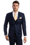 Cheap Priced Suit  - Men's Two Button Slim Fit Vested Solid Basic Color Navy Blue Suit
