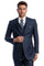 Cheap priced Suit - Men's Two Button Vested Textured Sharkskin Business Navy Blue Suit
