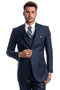 Cheap priced Suit - Men's Two Button Vested Textured Sharkskin Business Navy Blue Suit