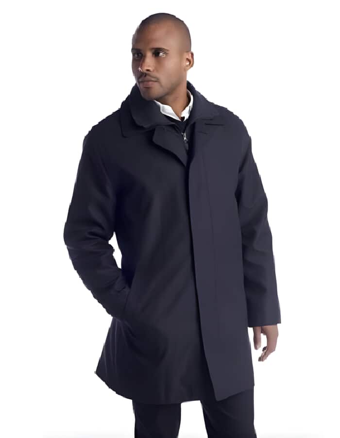 Lerner ~ Edgar Trench Coat ~ Rain Coat 36 Inch Length Navy Blue Dress Coat  Priced Available In Big & Tall Sizes