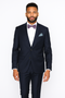 Rossiman Rossi Navy Blue Slim Fit Suit – Peak Lapel Tailored Formalwear for Men