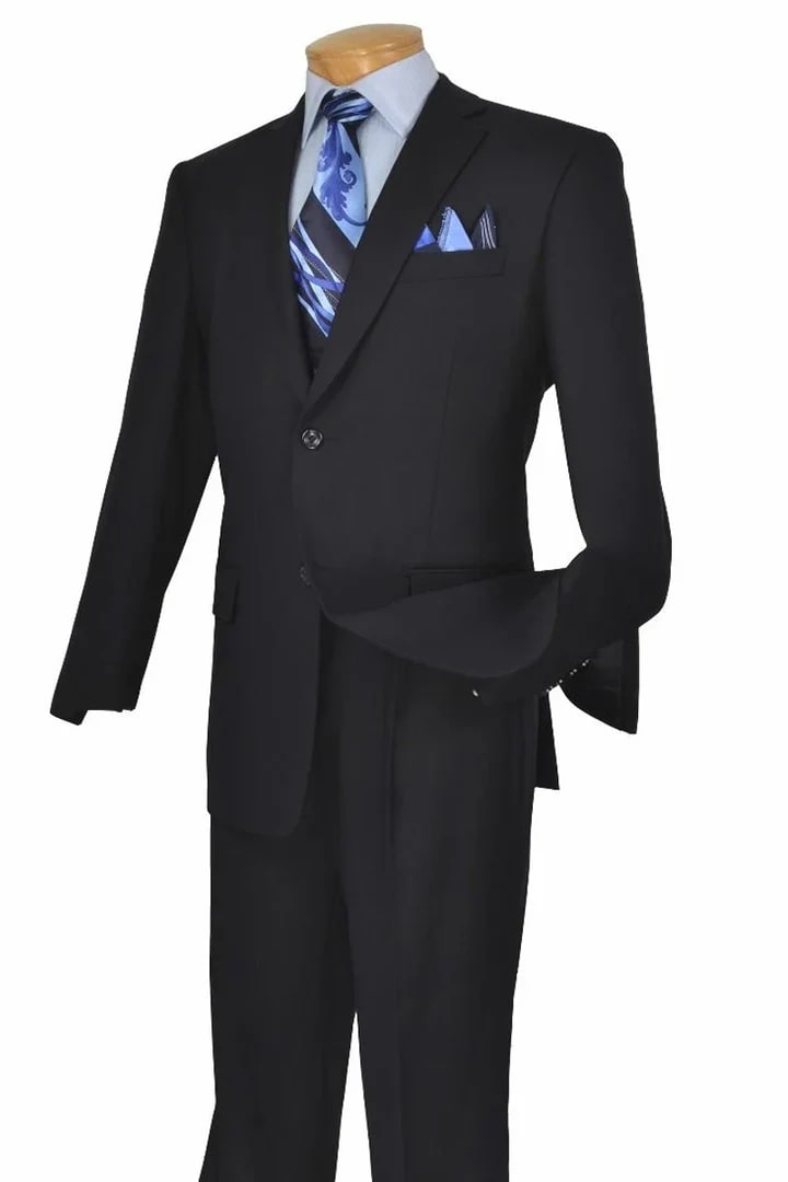 Cheap Priced Suit - Mens Two Button Modern Fit Navy Blue Poplin Suit - Coat Size 38