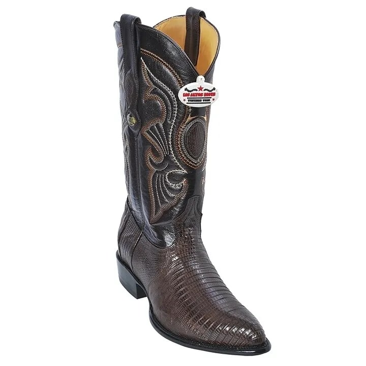 J Toe Cowboy Boots - J Toe Western Boots - Los Altos Brown J-Toe Genuine Teju Lizard - 8