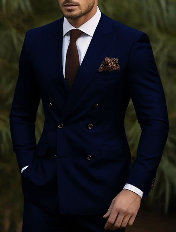 Double Breasted Slim Fit Suit - Dark Green Suit - Tapred Fit Pants - Coat Size 38