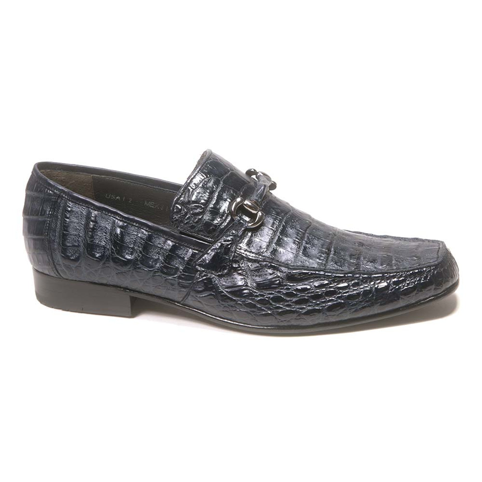 Los Altos Slip-On Navy Genuine Caiman Crocodile Belly Loafers - 8-M