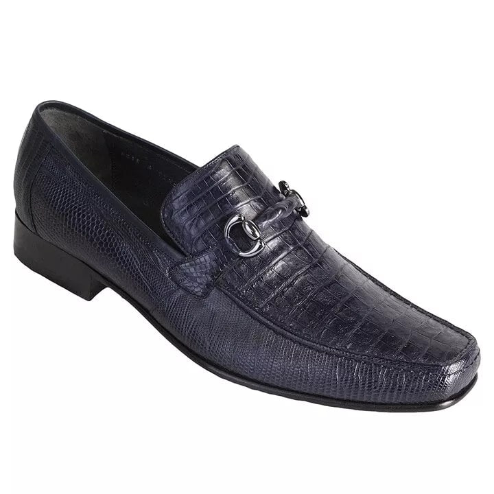 Navy Genuine Caiman Belly & Lizard Slip On By Los Altos - 8