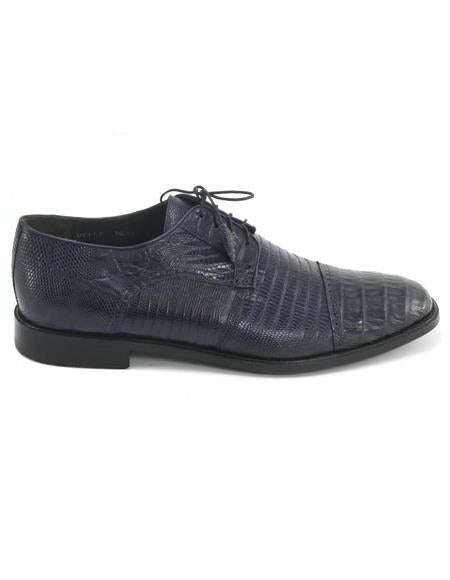 Men's Los Altos Boots Navy Genuine Teju Lizard And Caiman Oxford - US 8.0 Standard/D/ Medium / Eu:41-42
