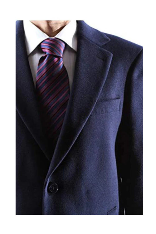 men's Caravelli Two Button 3/4 Length Navy Long men's Car Coat Dress Topcoat - Winter coat