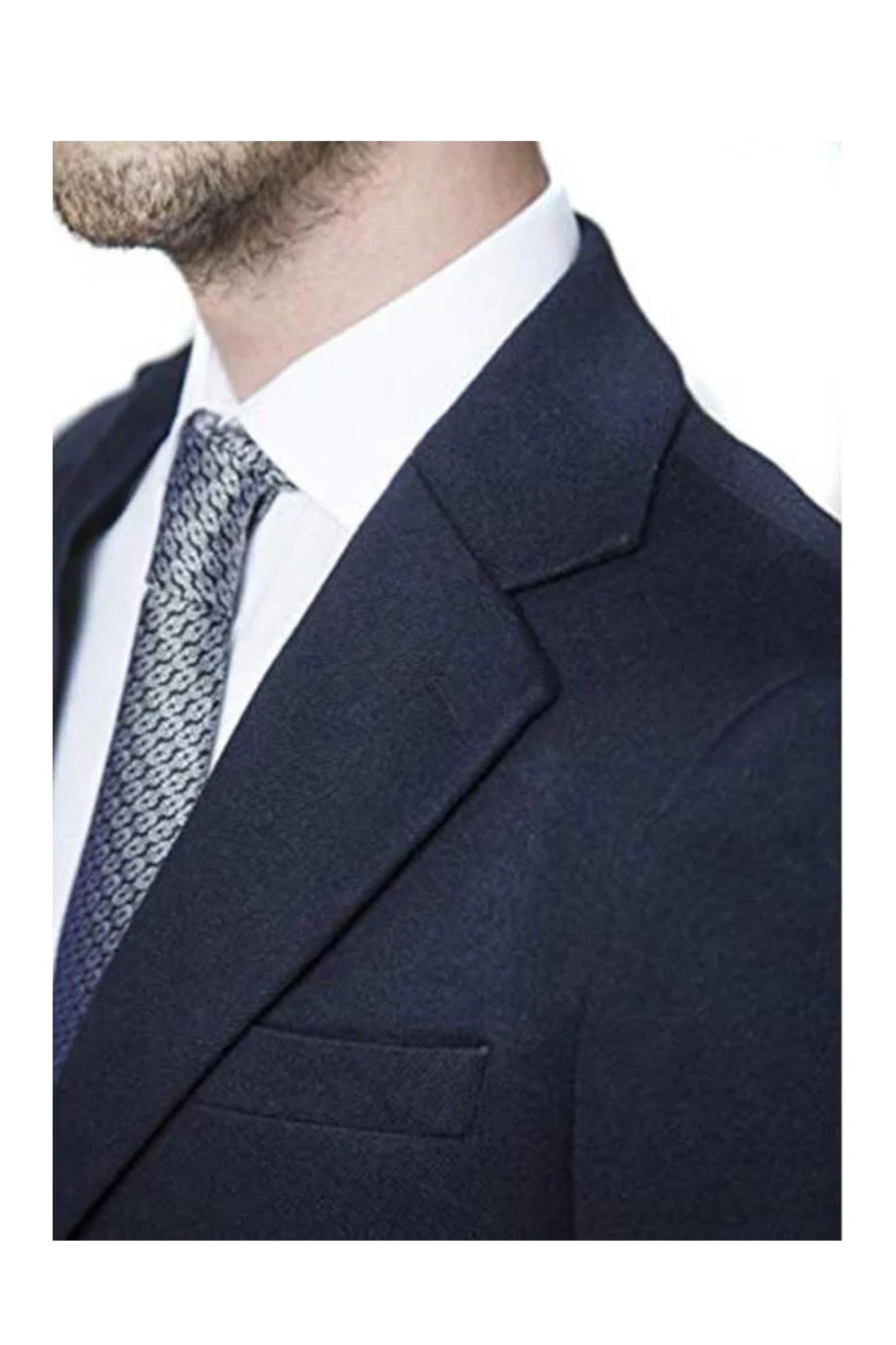 Modern Fit men's Polyester ~ Viscose ~ Spandex Navy Long men's Dress Topcoat - Winter overcoat - Coat Size 38