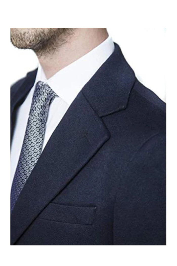Modern Fit men's Polyester ~ Viscose ~ Spandex Navy Long men's Dress Topcoat - Winter overcoat