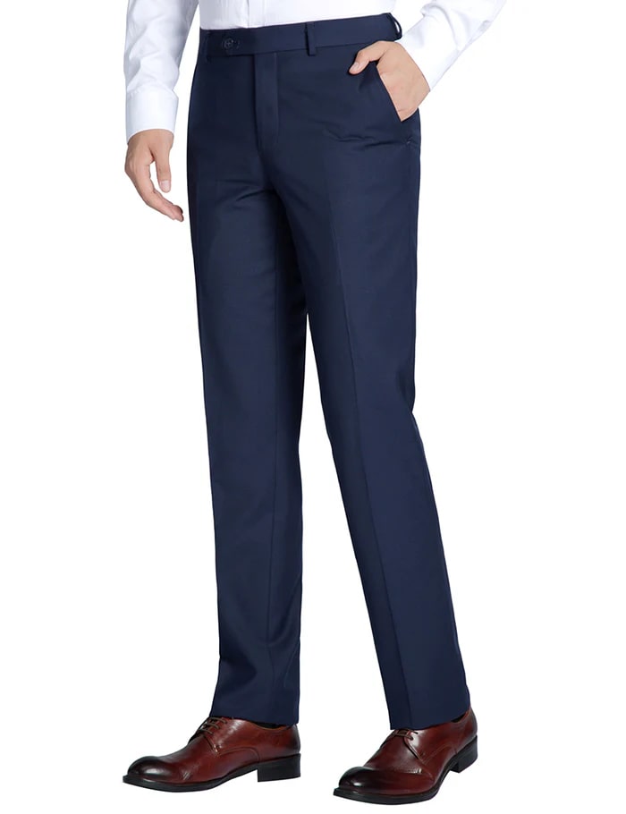 Dress Pants Regular Leg Un-Hemmed Bottoms in Navy