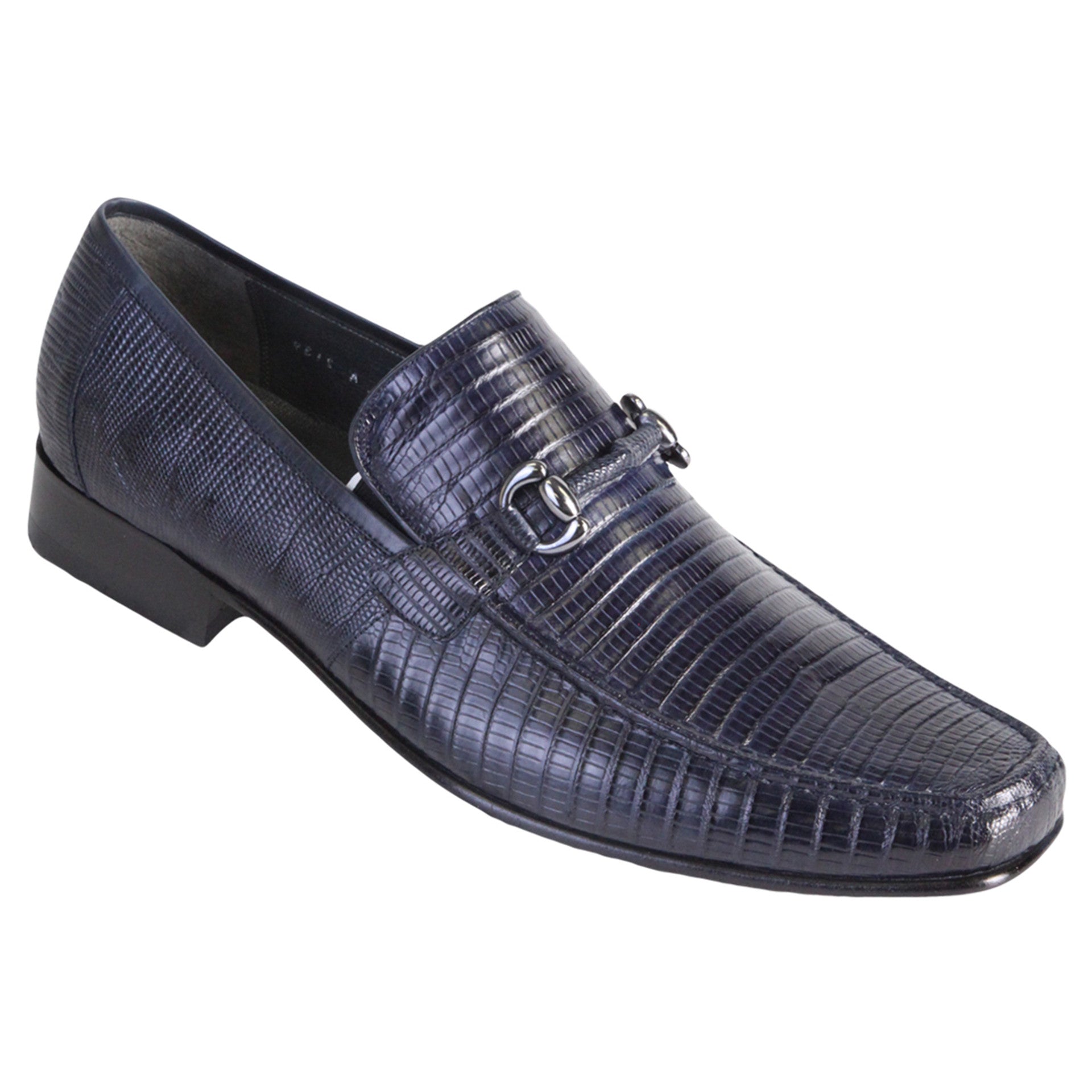 Los Altos Navy Genuine Teju Lizard Skin Slip-On Loafers - 8