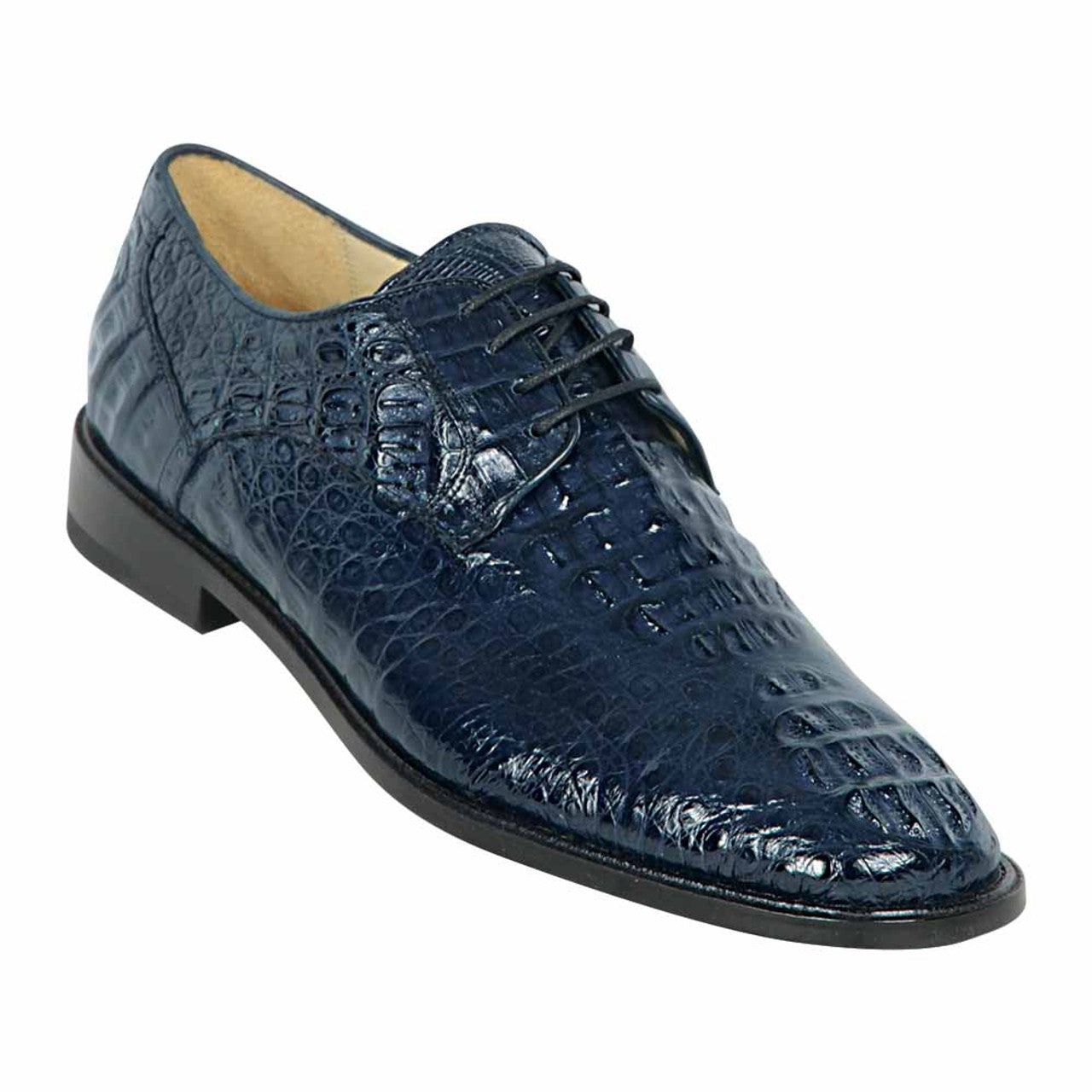 Los Altos Caiman Hornback Plain Toe Navy Shoes - 8