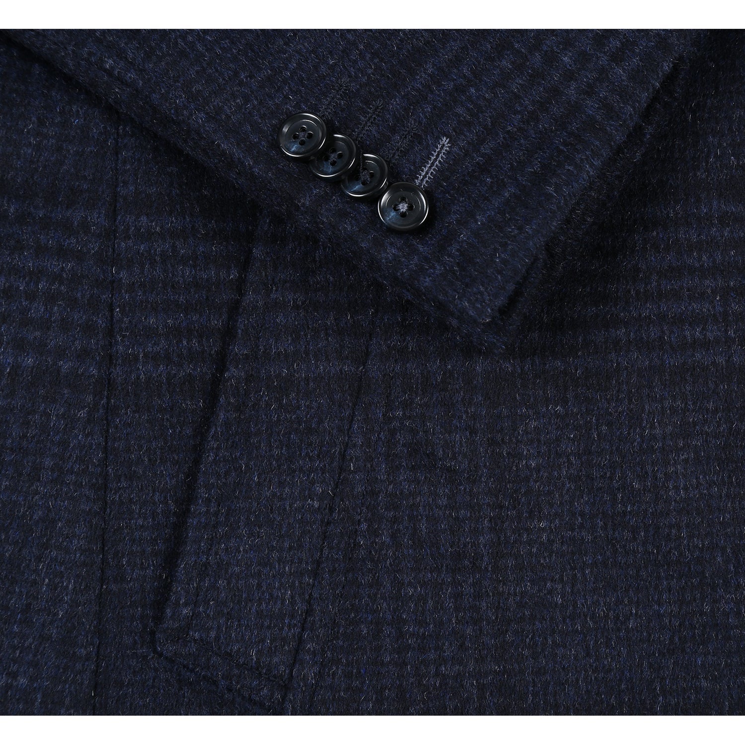 Designer Brand - Wool Blend Slim Fit Navy Overcoat with Removable Quilted Liner Check - Coat Size 38