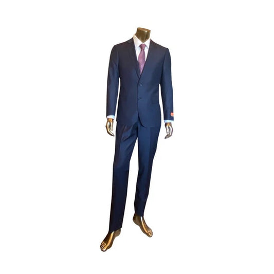 Enzo - Slim Fit Two Button Suit Navy Textured