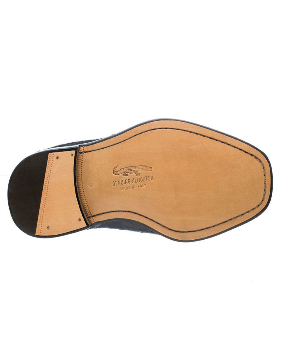 Ferrini Shoes - Mens Alligator Dress Shoe - Ferrini 3520 Belly Alligator Split Toe Shoes Navy - 10M