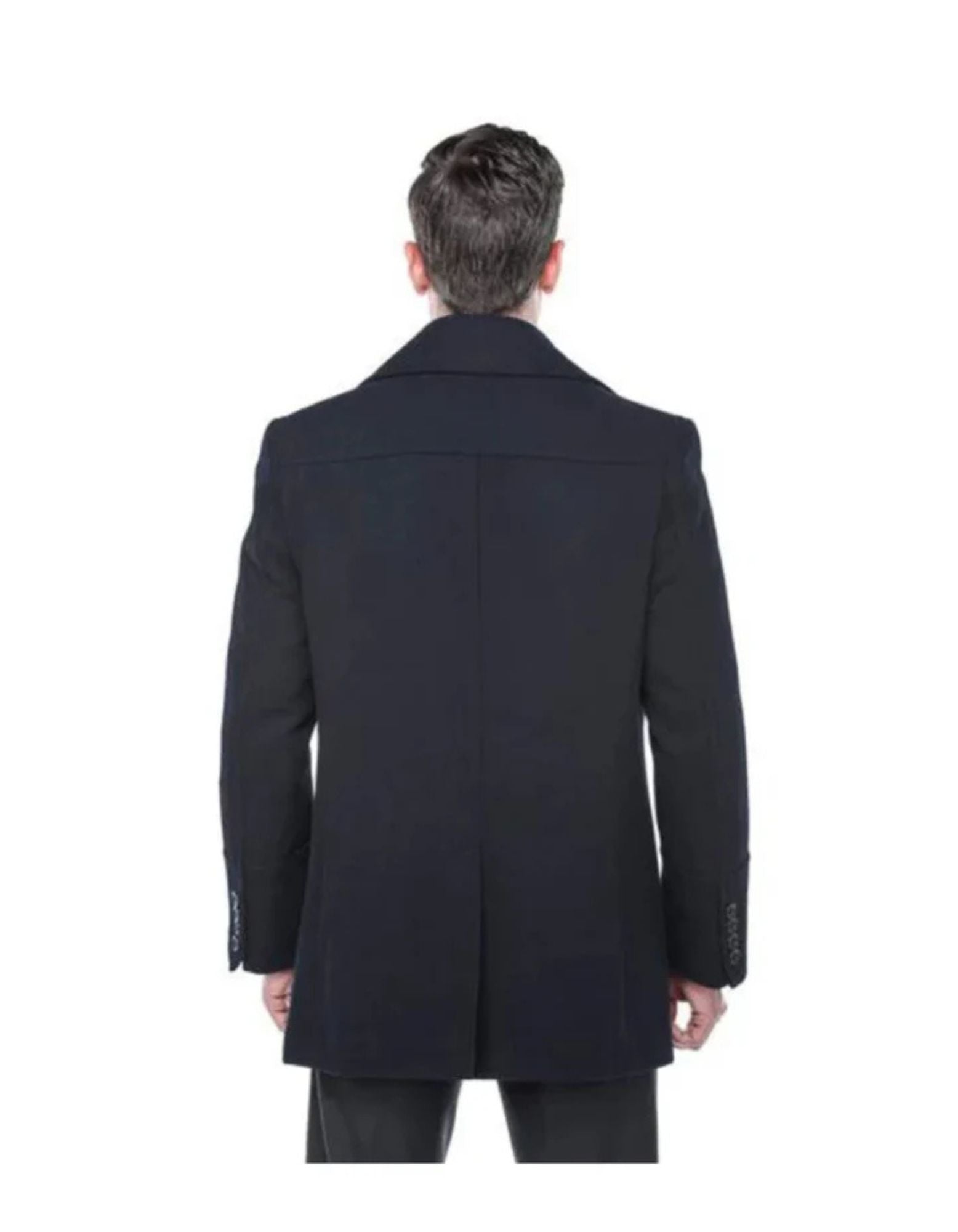 Double Breasted Navy Wool Blend Overcoat ~ Long men's Dress Topcoat - Winter coat - Coat Size 38