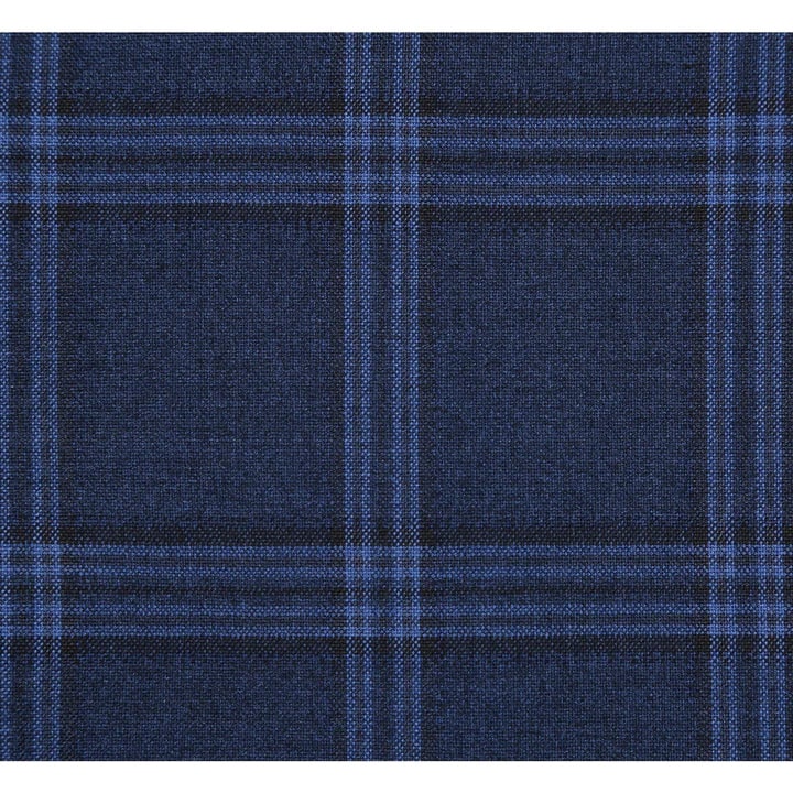 Cheap priced Suit - Mens Slim Fit Two Button Stretch  Dark Navy Wide Suit Windowpane Plaid - 38 Short Jacket+32 Waist Adjustable 28to34)(Height: 5 4 to5 7 )(Neck  15-16.5)S-M)