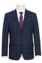 Cheap priced Suit - Mens Slim Fit Two Button Stretch  Dark Navy Wide Suit Windowpane Plaid