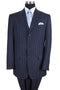 Cheap Priced Suit - Mens Classic Fit 3 Button Banker Pinstripe Navy Suit