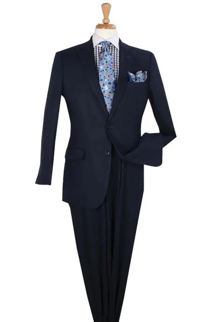 Cheap Suit - Mens Classic Fit Two Button Linen Summer Navy Suit