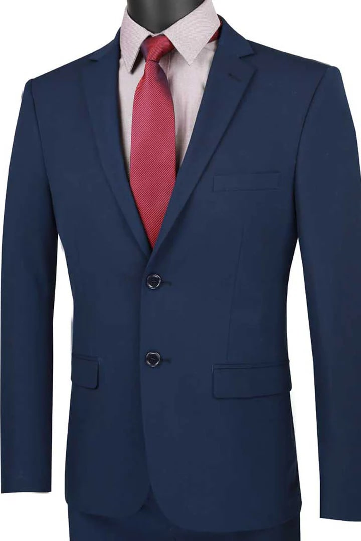 Cheap Suit - Mens Ultra Slim Fit Stretch Suit Navy Suit