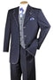 Cheap Priced Suit- Mens 3 Button Fashion Semi Wide Leg Vested Suit In Navy With White Stitching