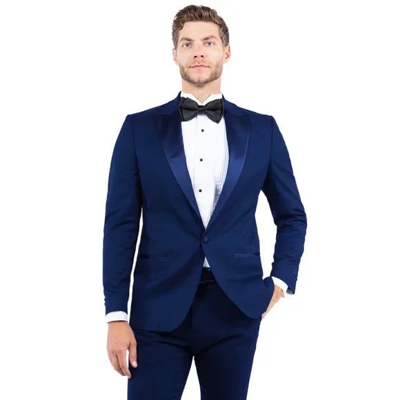 Peak Lapel  Tuxedo Separates Coat, Navy by ZeGarie