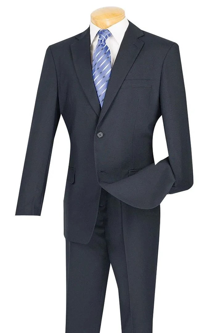 Cheap Priced Suit - Mens Two Button Modern Fit Wool Feel - Designer Brand Navy Suit - 38 Short Jacket+32 Waist Adjustable 28to34)(Height: 5 4 to5 7 )(Neck  15-16.5)S-M)