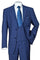 Cheap Priced Suit - Mens Modern Fit Plaid Windowpane Navy Suit With Double Breasted Scoop Vest