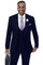 Cheap Priced Suit - Mens Modern Two Button Vested Peak Lapel Navy Suit With Double Breasted Vest