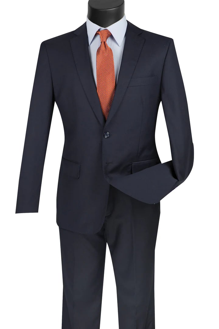 Cheap priced Suit - Mens Basic 2 Button Modern Fit Navy Suit - 38 Short Jacket+32 Waist Adjustable 28to34)(Height: 5 4 to5 7 )(Neck  15-16.5)S-M)