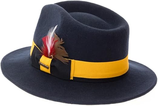 Grayson Fedora Crushable 100% Australian Wool Traveler Two Tone Navy Hat - Small