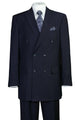 Cheap Priced Suit - Mens Classic Double Breasted Peak Lapel Suit In Navy Pinstripe