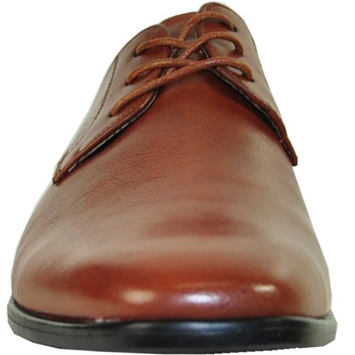 Bravo Mens Pointed Plain Toe Oxford Dress Shoe in Brown