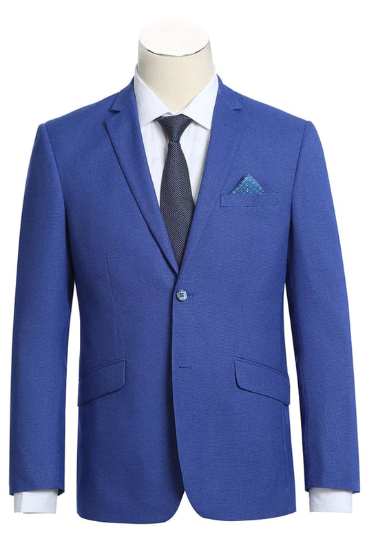 "Blue Purple Micro Check Slim Fit Sport Coat Blazer for Men"