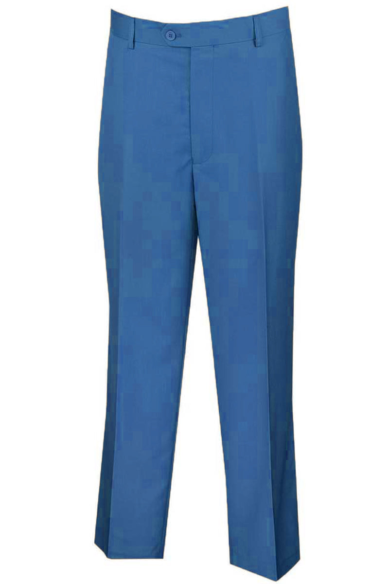 Mens Modern Fit Flat Front Dress Slacks in Blue - 28W