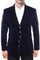 Men's Five Button Vintage Style Velvet Coats in Navy