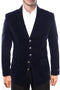 Men's Five Button Vintage Style Velvet Coats in Navy