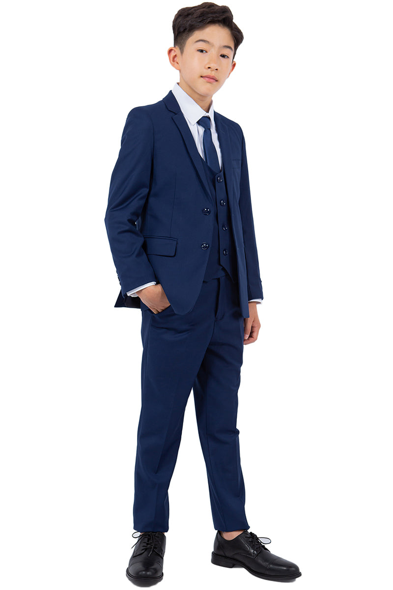 "Cobalt Blue Perry Ellis Boy's Wedding Suit with Vest"
